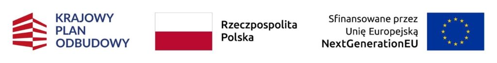 Kolorowa belka logotypowa. Od lewej loga: Krajowy Plan Odbudowy, Flaga Polski i napis Rzeczpospolita Polska, Flaga Unii Europejskiej i napis: sfinansowane przez Unię Europejską NextGenerationEU.
