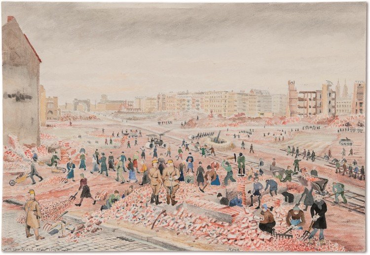 Paul Rose - Budowa lotniska pl. Grunwaldzki 1945. fot. Muzeum Miejskie Wrocław